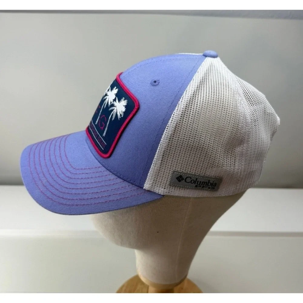 Columbia PFG Womens Purple Palm Tree Trucker Hat Mesh Snapback Adjustable NEW